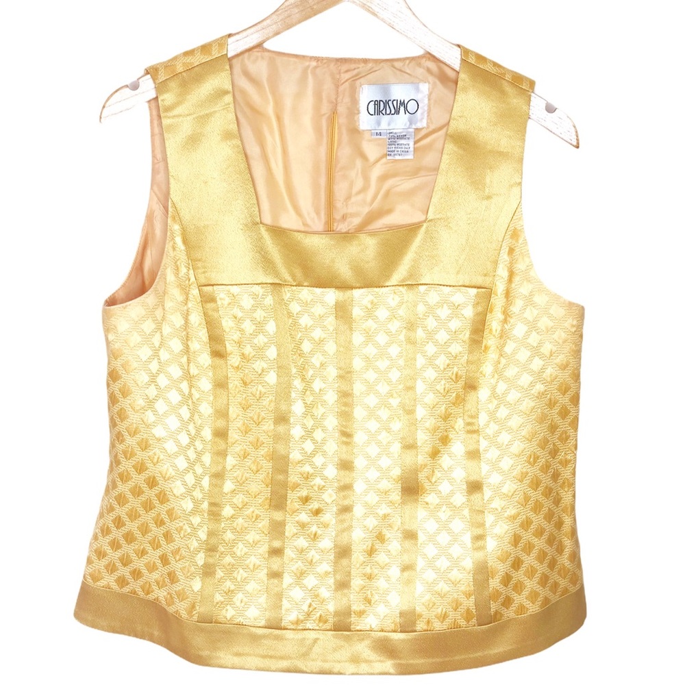 Vintage Carissimo Yellow Satin Sleeveless Top